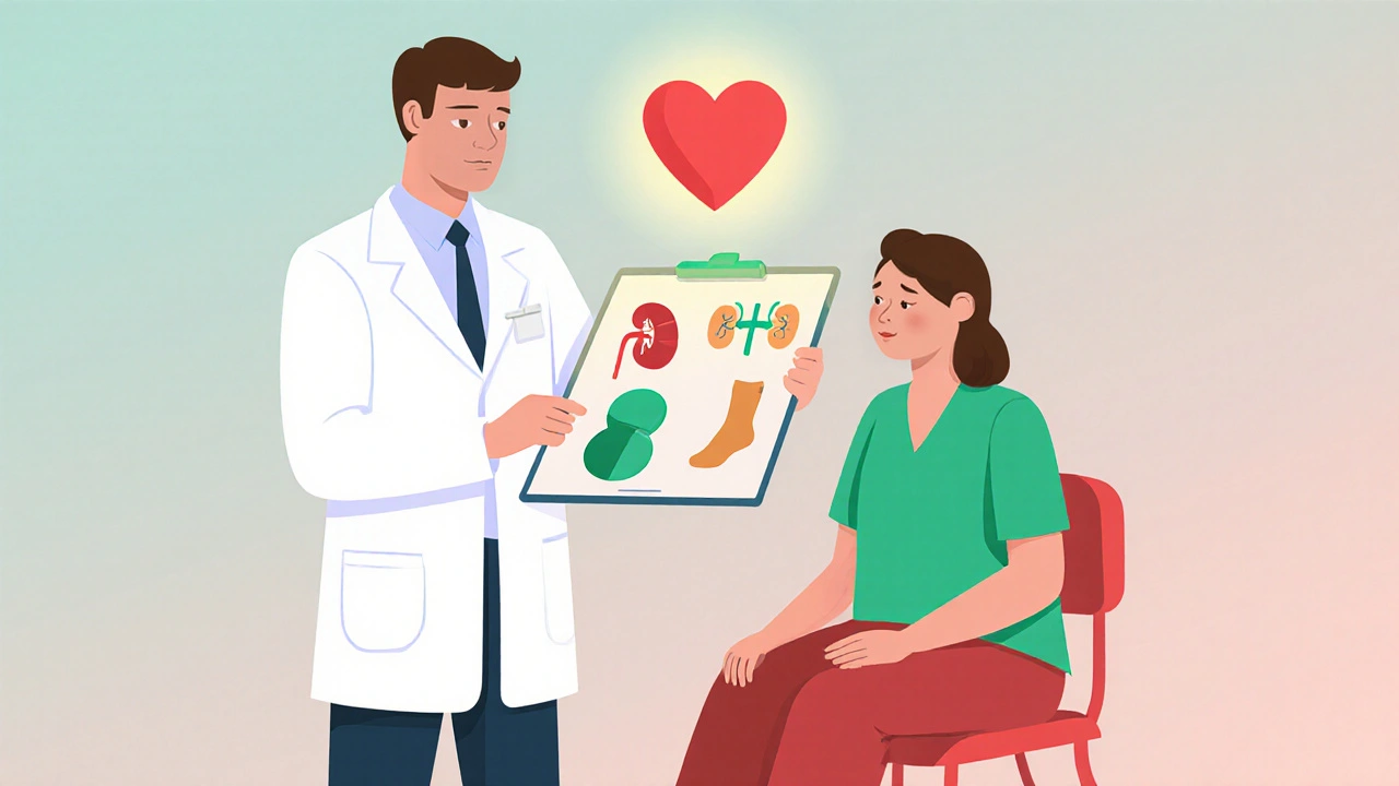 Doctor and patient discussing dapagliflozin benefits and side effects.