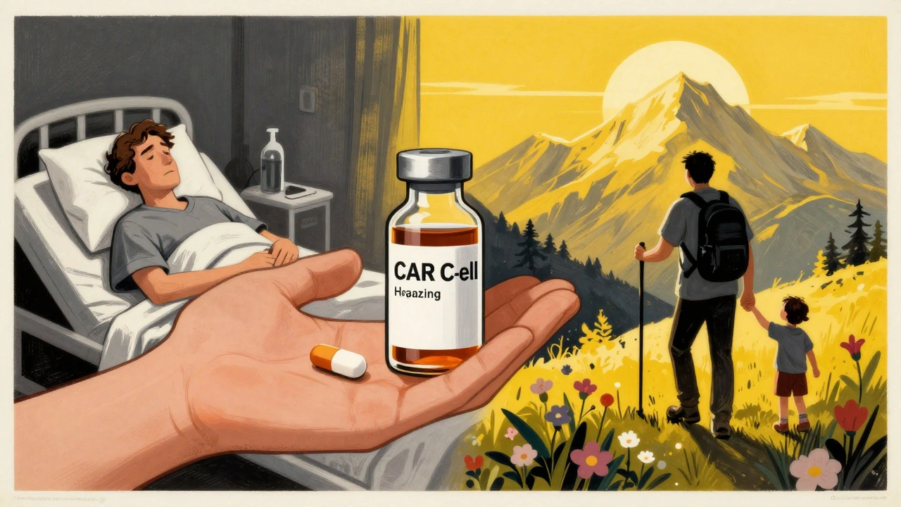 Split image showing patient’s journey from hospital to outdoor freedom