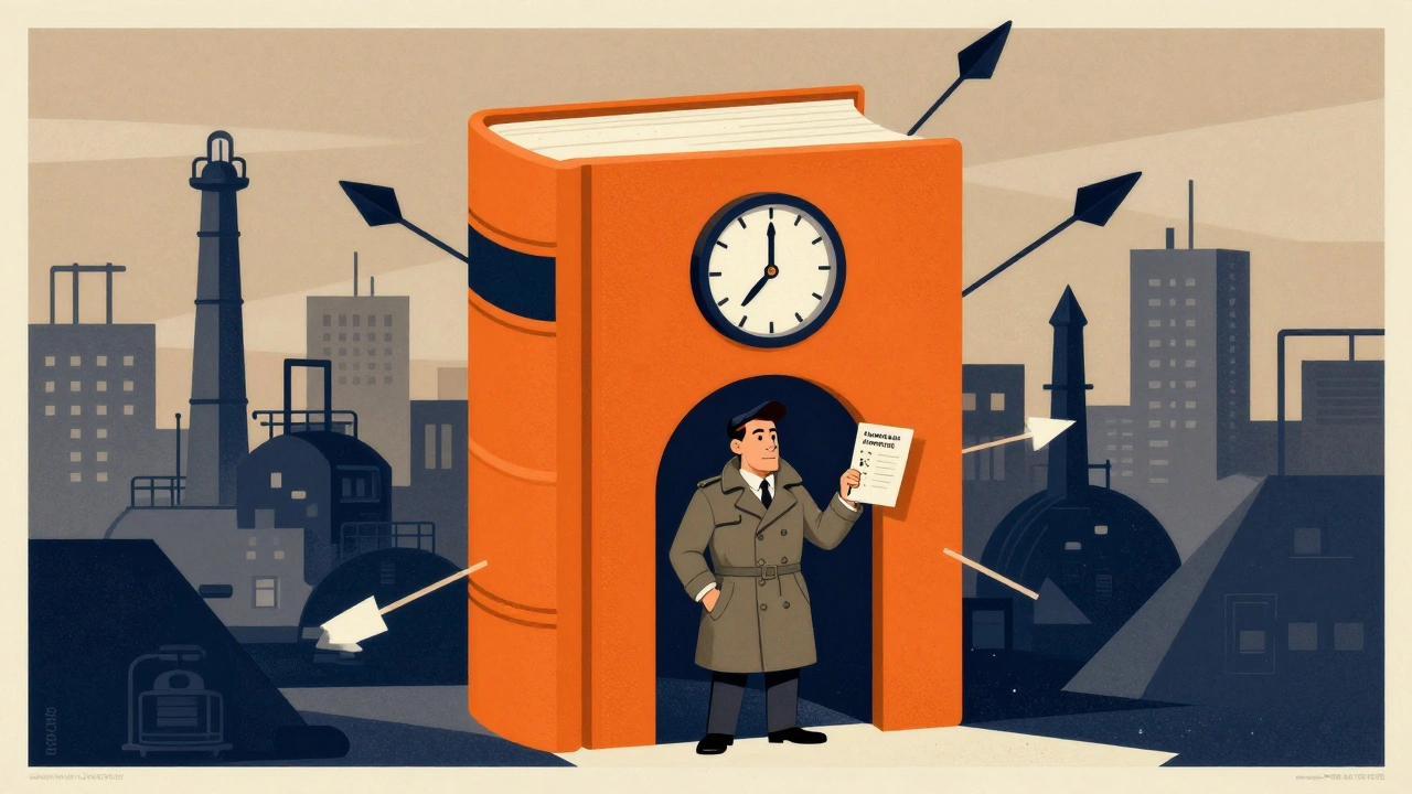 The Orange Book as a fortress with patent arrows, a generic manufacturer holding a key, clock ticking down.