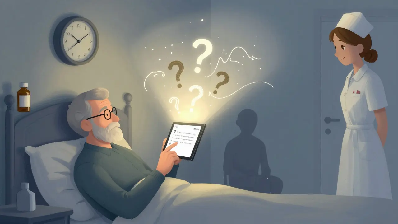 A veteran watches a glowing video diary float above him, symbolizing emotional expression through digital storytelling.