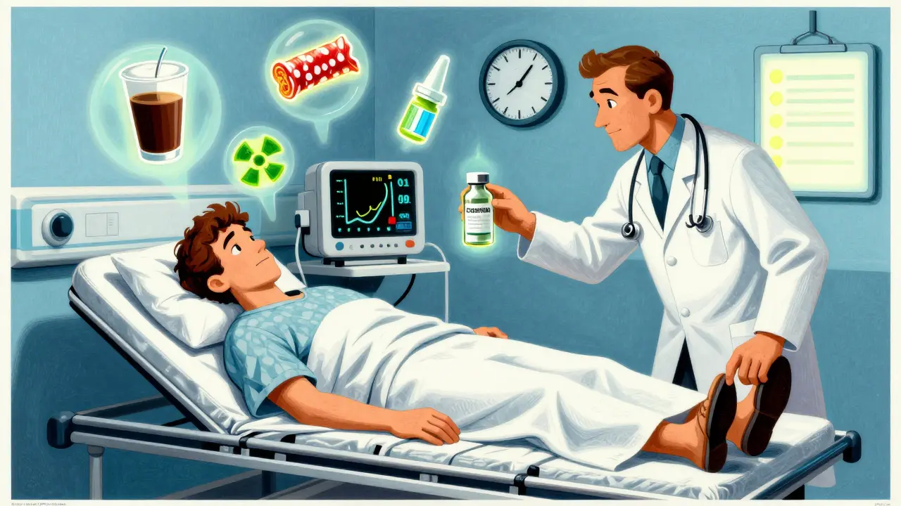 ER patient with floating triggers of hypertensive crisis, medical team responding urgently.